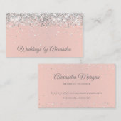 Faux Sparkly Silver Glitter Blush Visitekaartje (Voorkant / Achterkant)