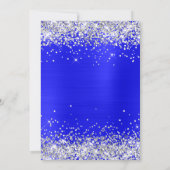Faux Sparkly Silver Glitter Bright Blue Satin Foli Kaart (Achterkant)