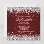 Faux Sparkly Silver Glitter Burgundy Ombre Kaart (Achterkant)