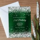 Faux Sparkly Silver Glitter Donkergroene Folie Kaart