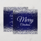 Faux Sparkly Silver Glitter-kerstmarineblauw Kaart (Voorkant / Achterkant)