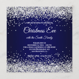 Faux Sparkly Silver Glitter-kerstmarineblauw Kaart