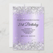Faux Sparkly Silver Glitter Lavender Satin Folie Kaart (Voorkant)