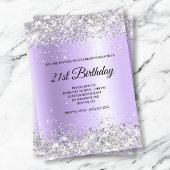 Faux Sparkly Silver Glitter Lavender Satin Folie Kaart