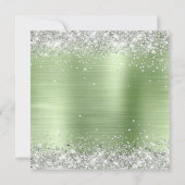 Faux Sparkly Silver Glitter Mint Borhed Folie Kaart (Achterkant)