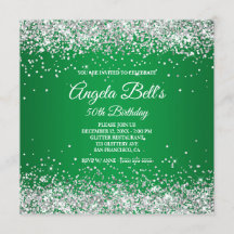 Faux Sparkly Silver Glitter Monogram Green Ombre