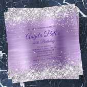 Faux Sparkly Silver Glitter Purple Brushed Foil Kaart