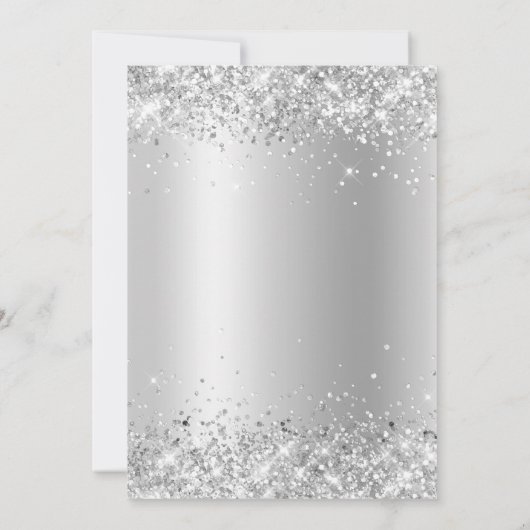 Faux Sparkly Silver Glitter Satin Folie Kaart (Achterkant)