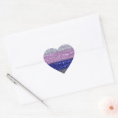 Faux Sparkly Silver Pink Blue Heart AH2010 Hart Sticker (Envelop)