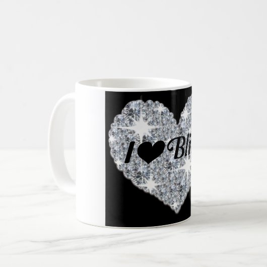 Faux sparrendiamant I Love Bling hartdesign mok (Voorkant links)