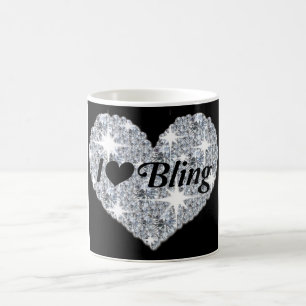 Faux sparrendiamant I Love Bling hartdesign mok