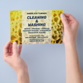 Faux spons textuur grappig schoonmaken flyer (Hand)