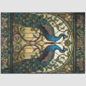 Faux Stained Glass Twin Mirrored Peacocks Tissuepapier (Voorkant)