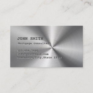 Faux Stainless Steel Mortgage Agent Business Card Visitekaartje