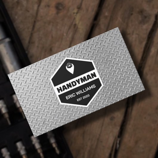Faux stamped metal texture handyman Business Card Visitekaartje