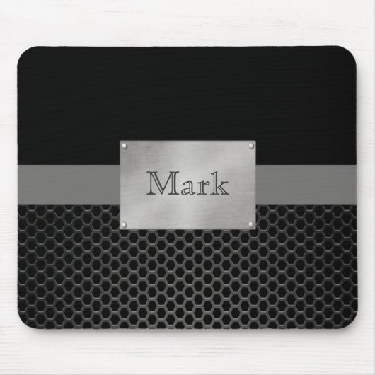 Faux Steel Naamplaat op maat Muismat (Voorkant)