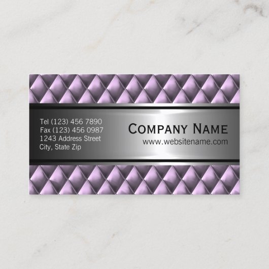 Faux Steel Paars Metal Diamond Squares Patroon Visitekaartje (Achterkant)