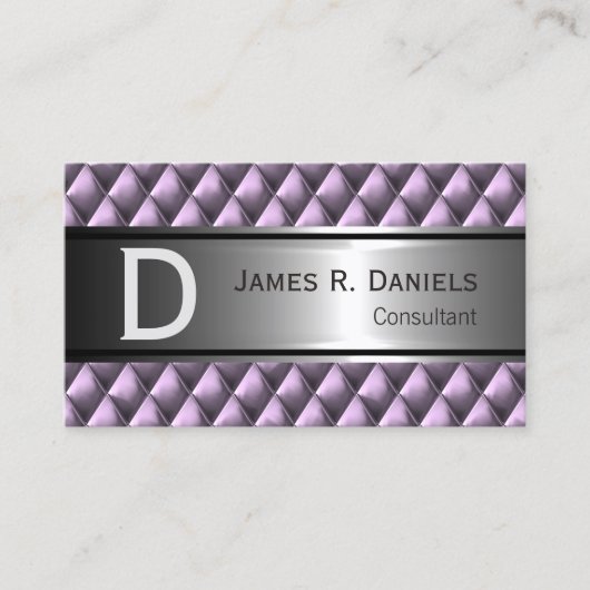 Faux Steel Paars Metal Diamond Squares Patroon Visitekaartje (Voorkant)