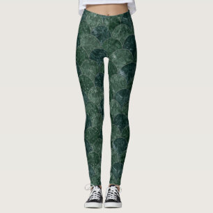 Faux stenen groene schalen zeemeermin patroon leggings