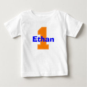 Faux Stitch Sinaasappel eerste verjaardag Shirt