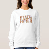 Faux Stitched Floral “Amen” Christian Sweatshirt (Voorkant)