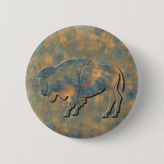 Faux Stone Bison Ronde Button 5,7 Cm (Voorkant)