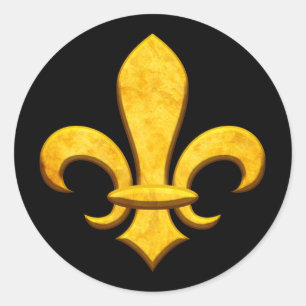 Faux Stone Gold Fleur de lis Ronde Sticker