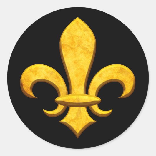 Faux Stone Gold Fleur de lis Ronde Sticker (Voorkant)