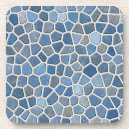 Faux Stone Mosaic, Blue, Slate, Grey Bier Onderzetter (Voorkant)