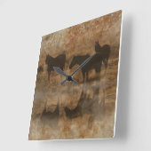 Faux Stone Textured Horses Clock Vierkante Klok (Hoek)