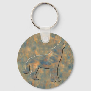 Faux Stone Wolf Art Sleutelhanger