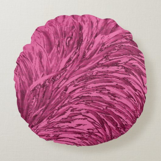 Faux struisvogel textuur effect Design-roze Rond Kussen (Voorkant)