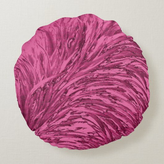 Faux struisvogel textuur effect Design-roze Rond Kussen (Achterkant)