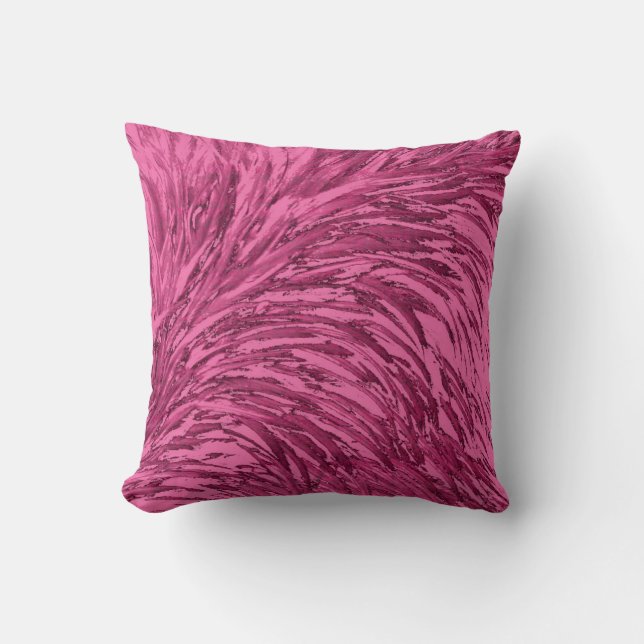 Faux struisvogelveer design-roze kussen (Voorkant)