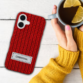 Faux Sweater Knit Custom Name Phone Case iPhone 16 Hoesje