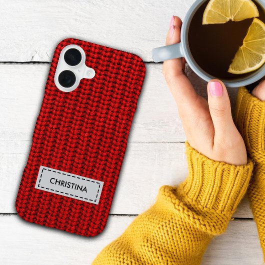 Faux Sweater Knit Custom Name Phone Cover iPhone 15 Case