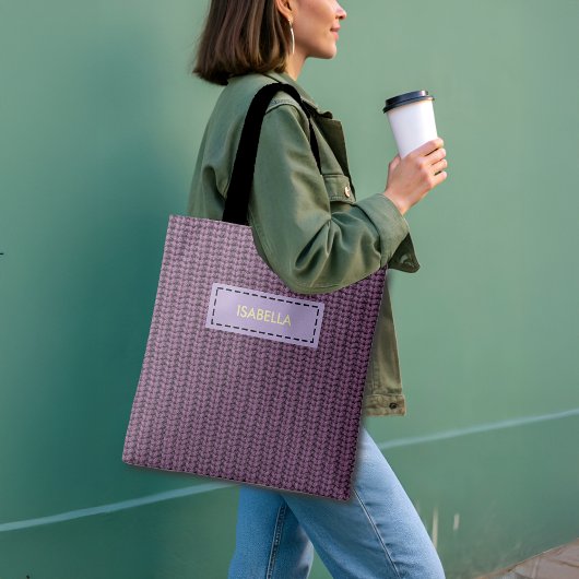 Faux Sweater Knit Custom Name & Quote Tote Bag