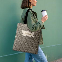 Faux Sweater Knit Custom Name & Quote Tote Bag