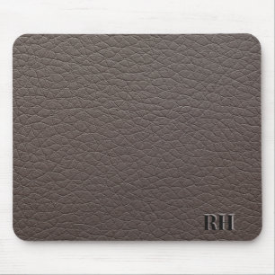 Faux Taupe Leather Custom Monogrammed Initialen Muismat