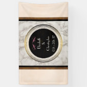 Faux Taupe Marmer met Zwart en Gouden Bruiloft Spandoek (Verticaal)