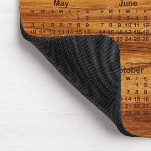 Faux Teak Wood 2026 Calendar Muismat (Hoek)