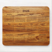 Faux Teak Wood 2026 Calendar Muismat (Voorkant)