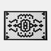 Faux Tegel Zwart & Wit Dikke Rand Deurmat (Voorkant)