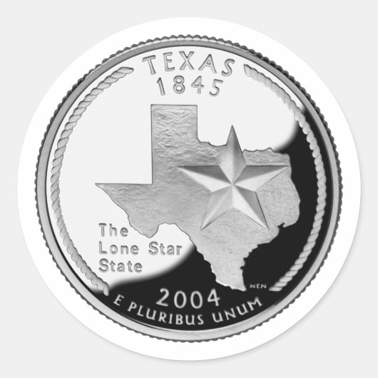 Faux Texas State Quarter Ronde Sticker (Voorkant)