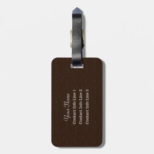 Faux Texture Brown Burlap Monogram Bag Bagagelabel (Achterkant verticaal)