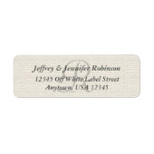Faux textured Burlap Off White, Monogram Address Etiket (Voorkant)