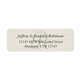 Faux textured Burlap Off White, Monogram Address Etiket