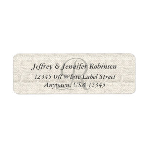 Faux textured Burlap Off White, Monogram Address Etiket