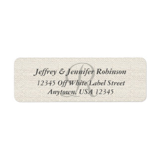 Faux textured Burlap Off White, Monogram Address Etiket