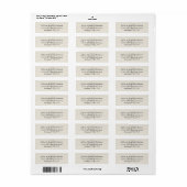 Faux textured Burlap Off White, Monogram Address Etiket (Full Sheet)